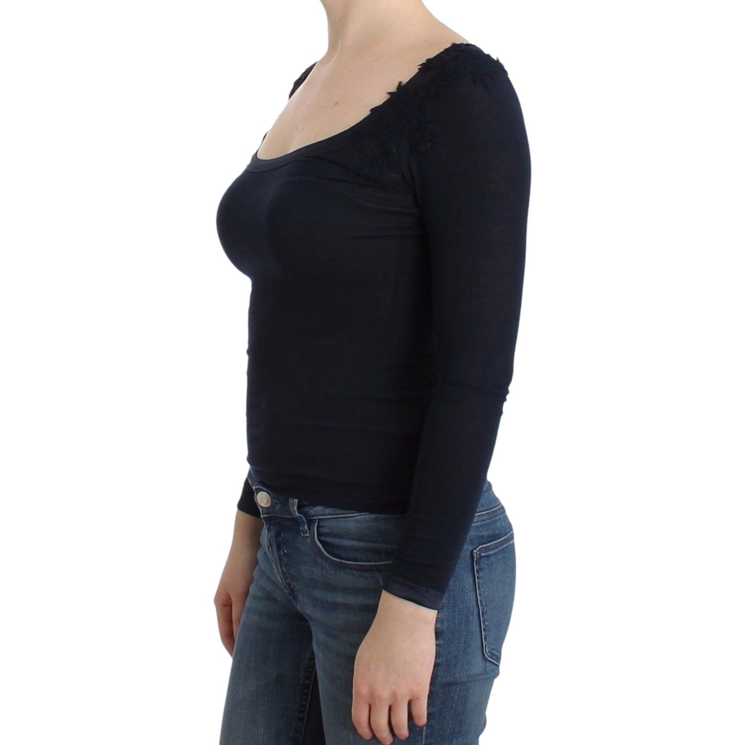 Ermanno Scervino Lingerie Blue Top Blouse Jumper Lace Rayon