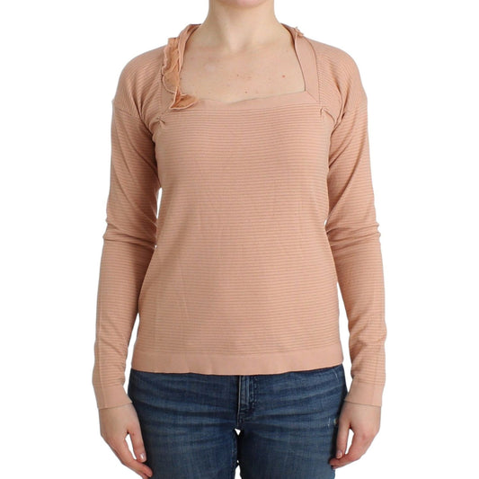 Ermanno Scervino Orange Wool Blend Striped Long Sleeve Top SIG12014-1
