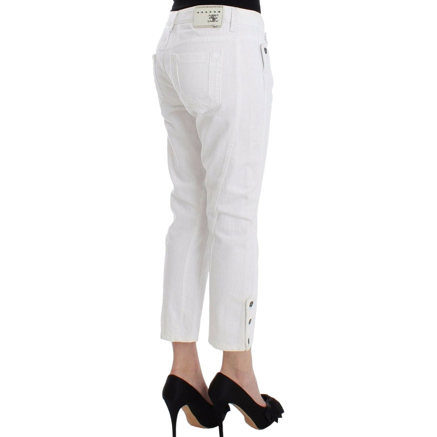 Ermanno Scervino White Cropped Jeans Denim Pants Branded Capri