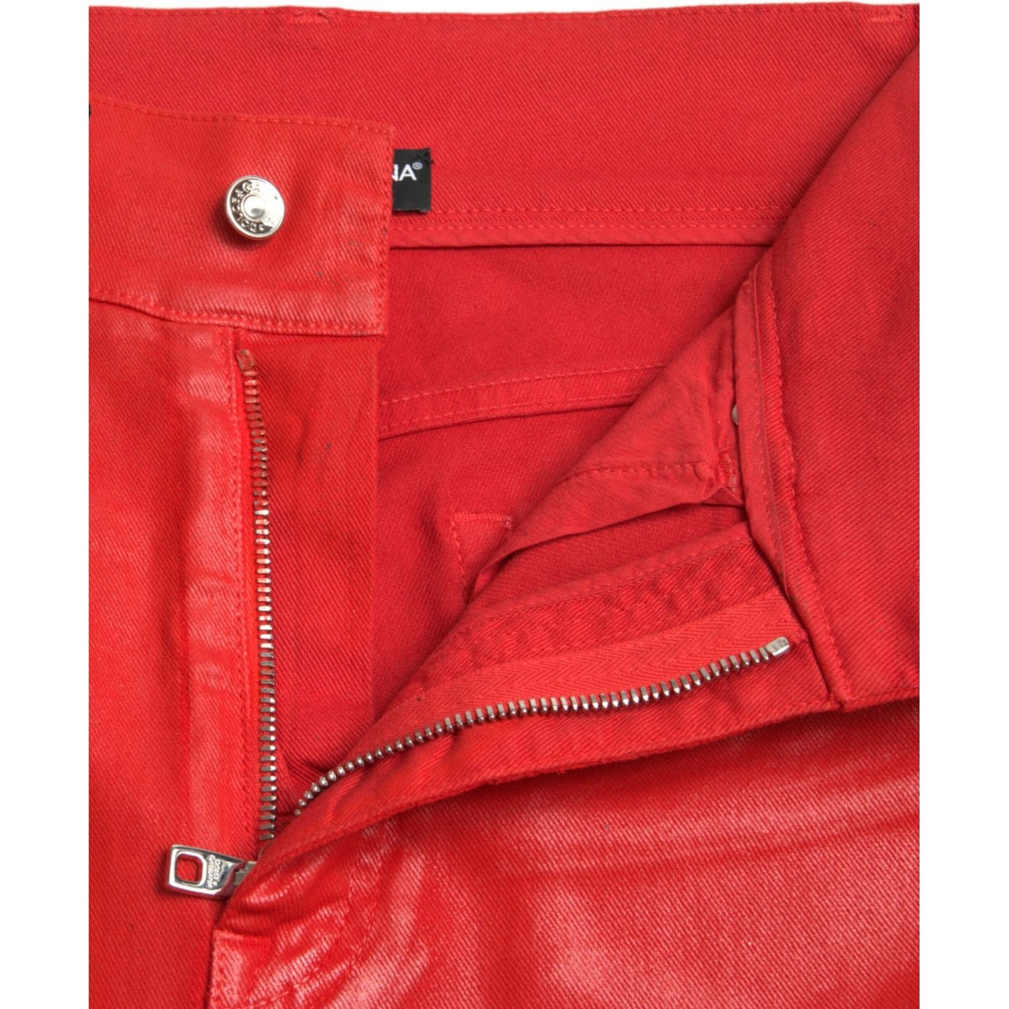 Dolce & Gabbana Red Cotton High Waist Skinny Denim Jeans