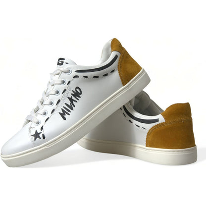Dolce & Gabbana White Leather LOVE Milano Men Sneakers Shoes