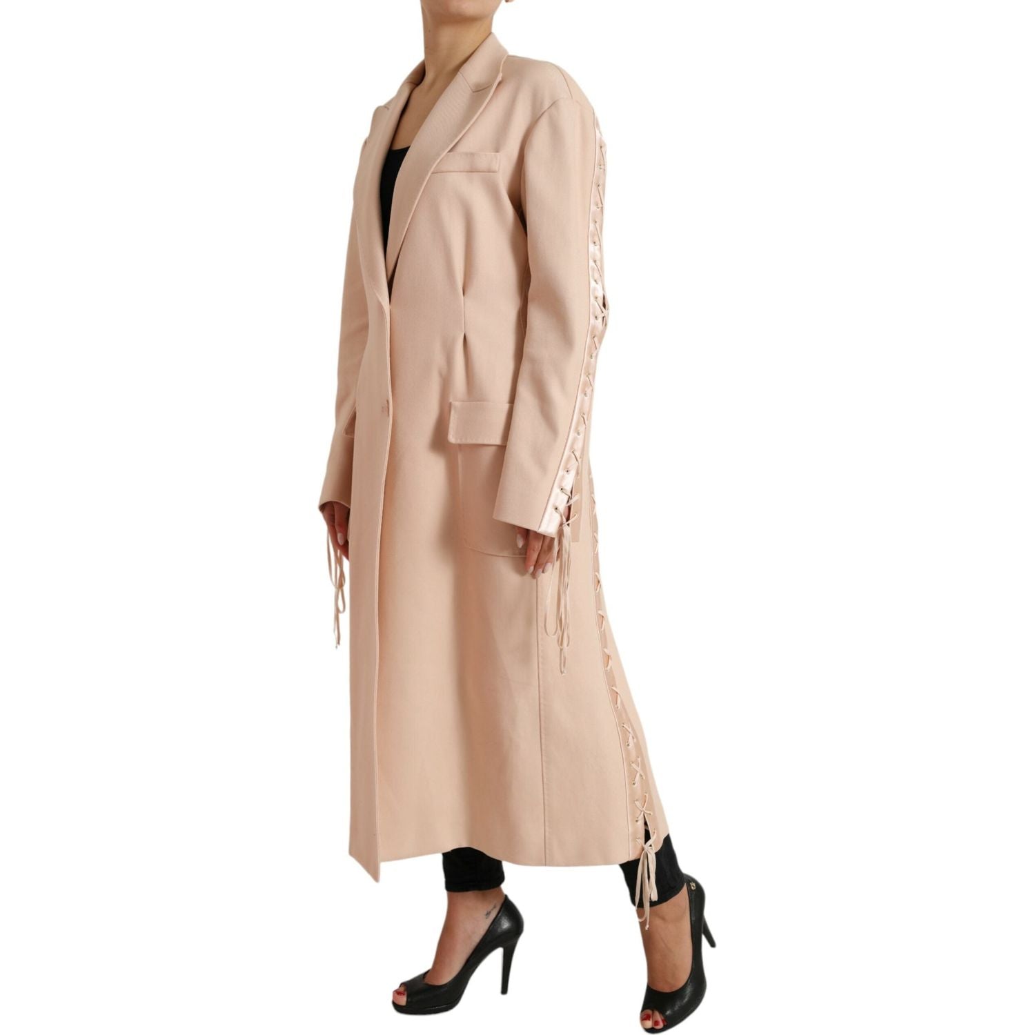 Dolce & Gabbana Beige Cotton Single Breasted Long Coat Jacket