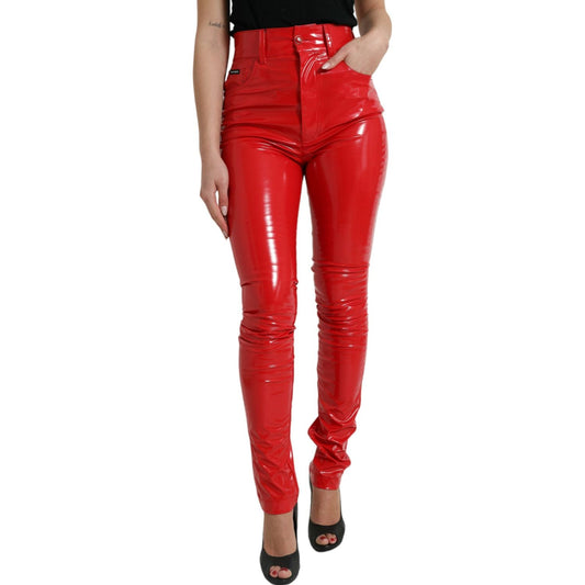 Dolce & Gabbana Shiny Red High Waist Skinny Pants PAN75012-40