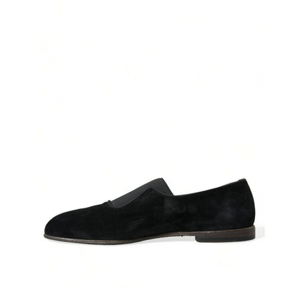Dolce & Gabbana Black RUNWAY Velour AMALFI Loafers Shoes
