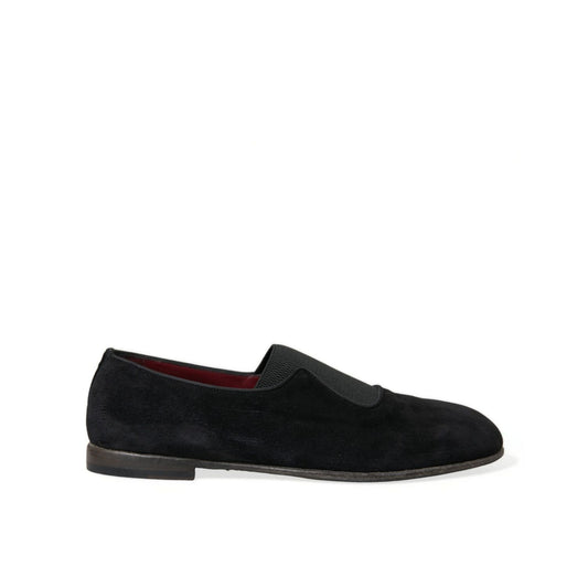 Dolce & Gabbana Black RUNWAY Velour AMALFI Loafers Shoes