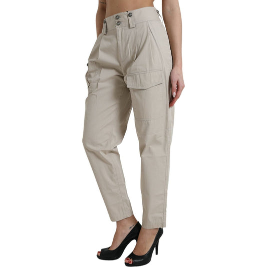 Dolce & Gabbana Beige Cotton High Waist Tapered Pants PAN75125-44