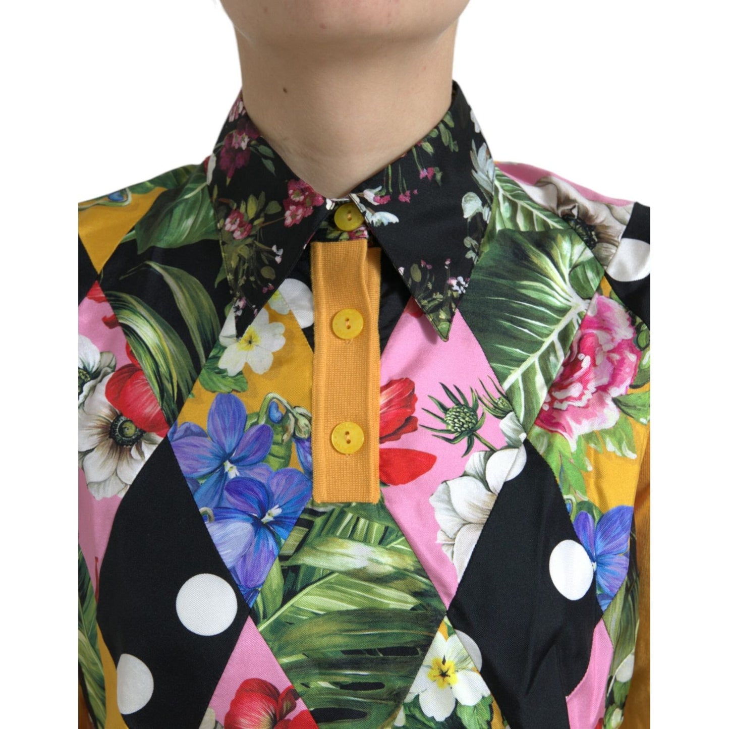 Dolce & Gabbana Multicolor Patchwork Cashmere Henley Sweater