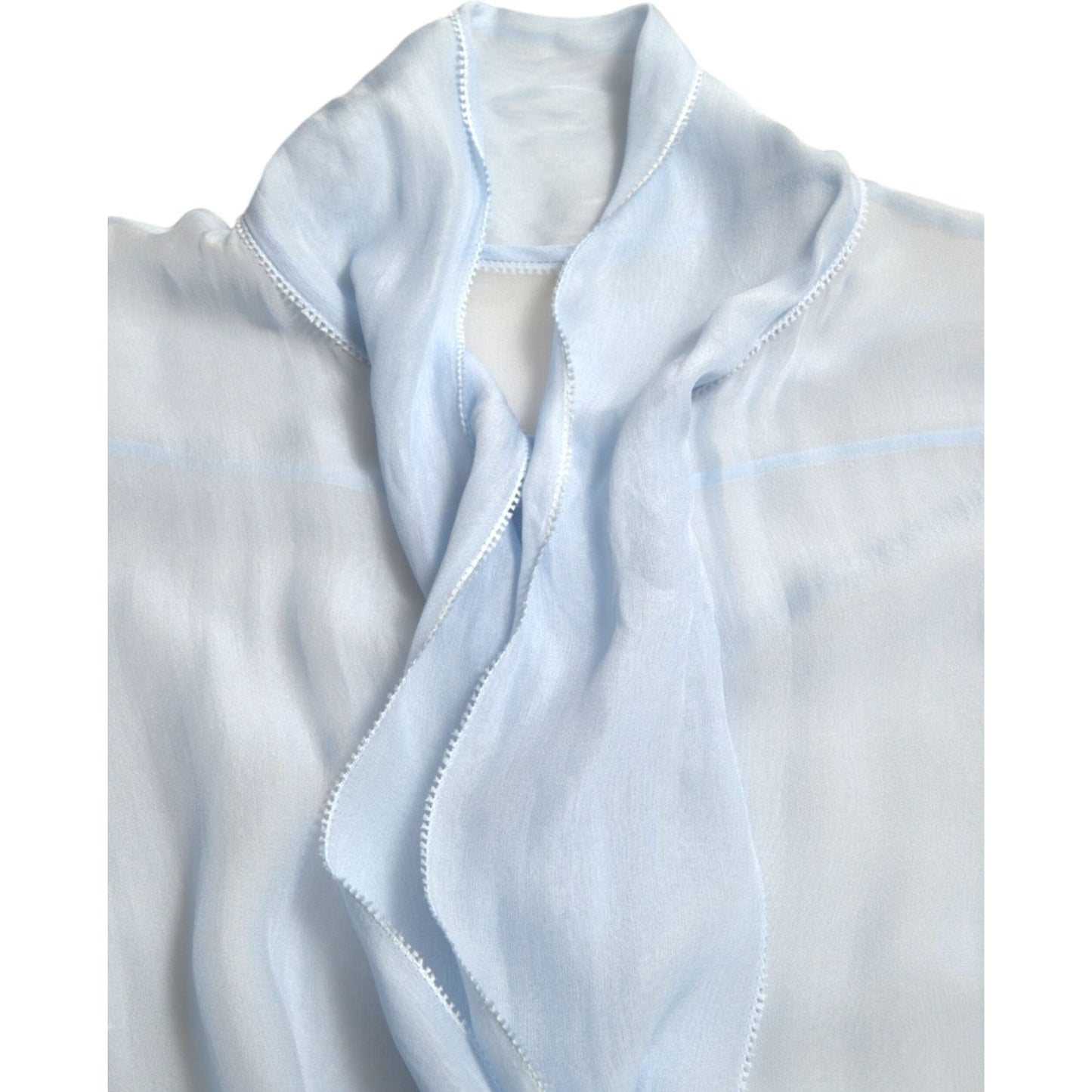Dolce & Gabbana Blue Long Sleeves Ascot Collar Blouse Top TSH84308-46