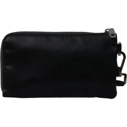Dolce & Gabbana Black Nylon Logo Plaque Keyring Pouch Clutch Bag