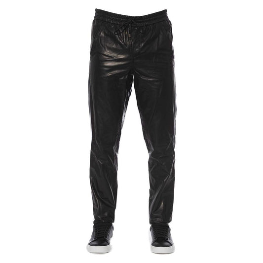 Trussardi Black Lamb Leather Men Pant TR-24082-IT44 | XS