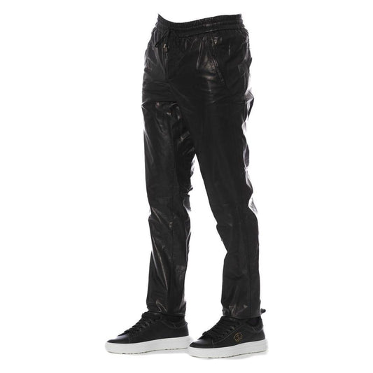 Trussardi Black Lamb Leather Men Pant TR-24082-IT44 | XS