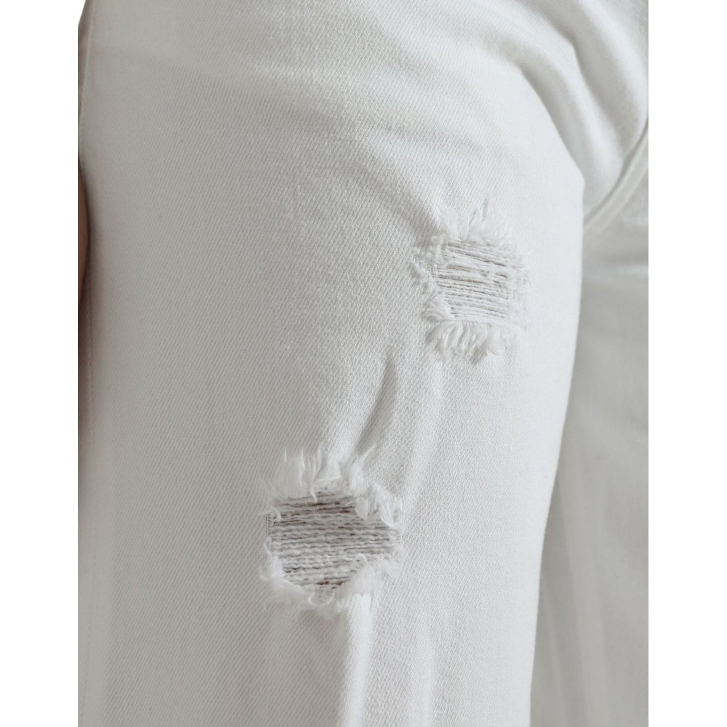 Dolce & Gabbana White Cotton Cropped Wide Leg Denim Jeans