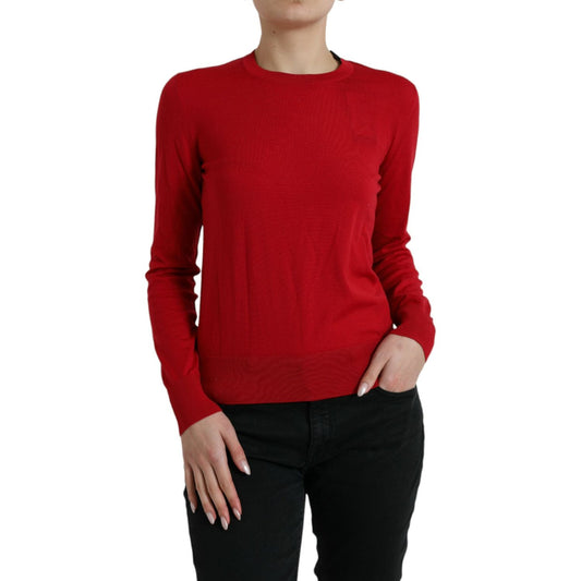 Dolce & Gabbana Red Wool Knitted Crew Neck Pullover Sweater TSH84335-40