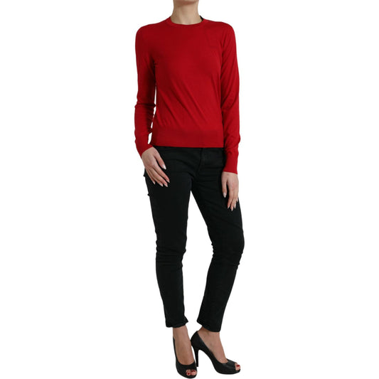 Dolce & Gabbana Red Wool Knitted Crew Neck Pullover Sweater TSH84335-40