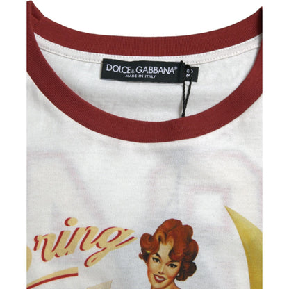 Dolce & Gabbana White Bring Me To The Moon T-shirt Top