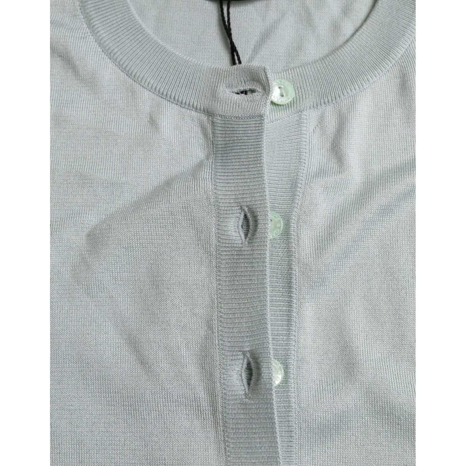 كارديجان حرير أزرق فاتح أنيق من دولتشي آند غابانا