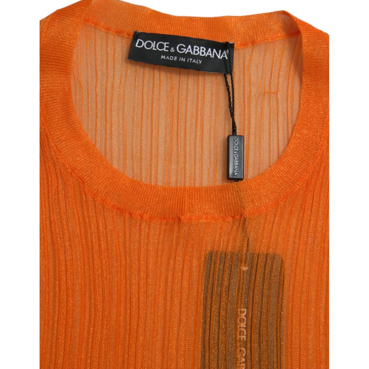 Dolce & Gabbana Orange See Through Crew Neck Blouse Tank Top TSH84801-44