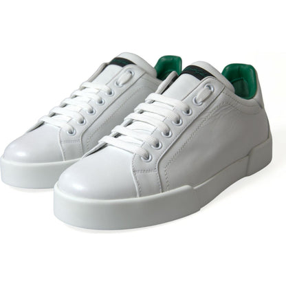 Dolce & Gabbana White Green Leather Portofino Sneakers Shoes