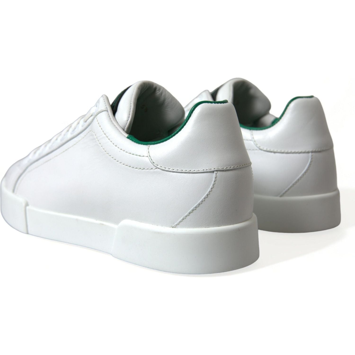 Dolce & Gabbana White Green Leather Portofino Sneakers Shoes