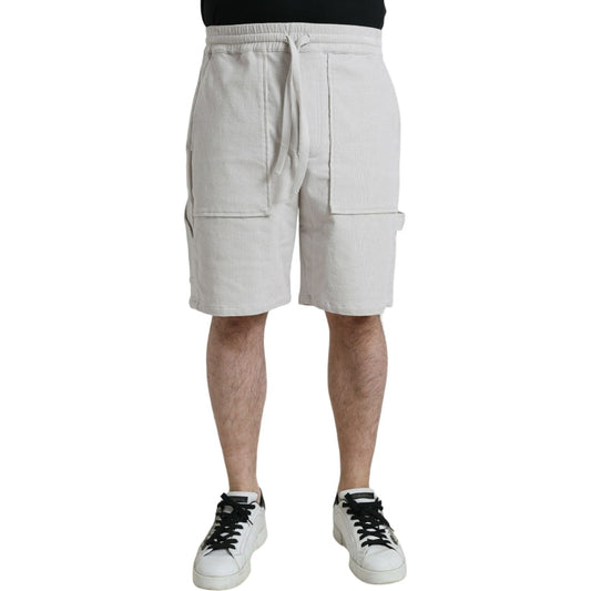 Dolce & Gabbana Beige Cotton Corduroy Logo Bermuda Shorts PAN75067-48