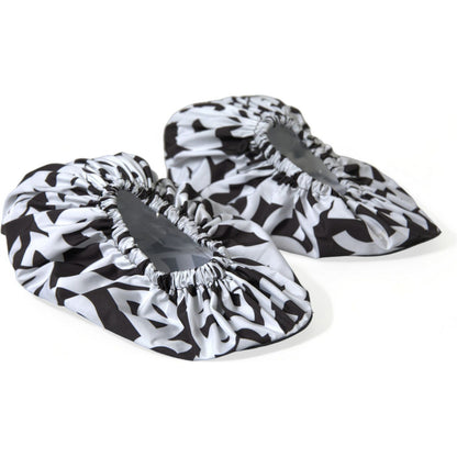 Dolce & Gabbana White Logo Print Nylon Slip On Flats Shoes