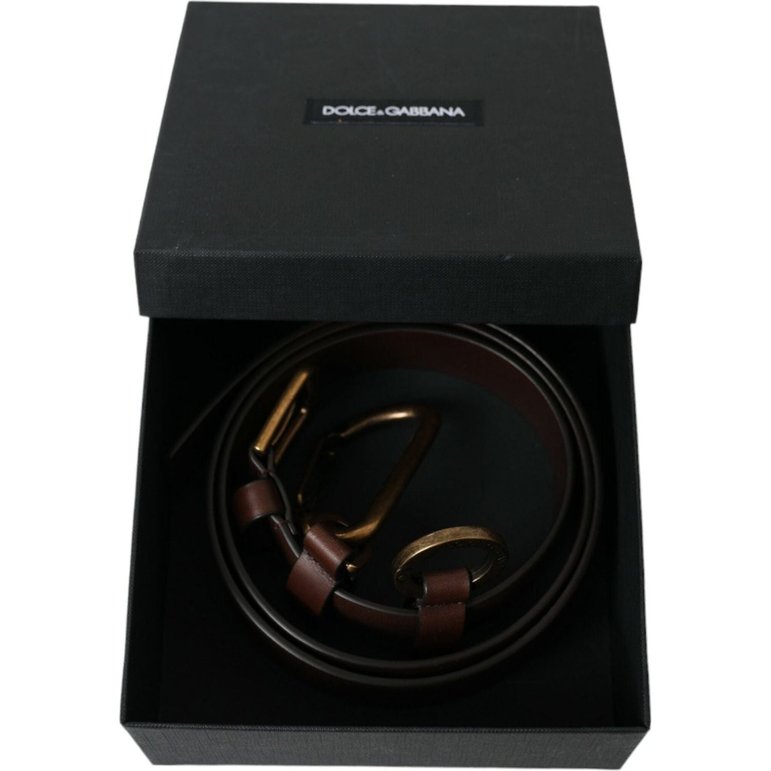 حزام دولتشي آند غابانا الأنيق المصنوع من جلد العجل مع مشبك معدني للإغلاق