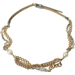 Dolce & Gabbana Blue Braided Gold Brass Chain Waist Belt WMB315-XL