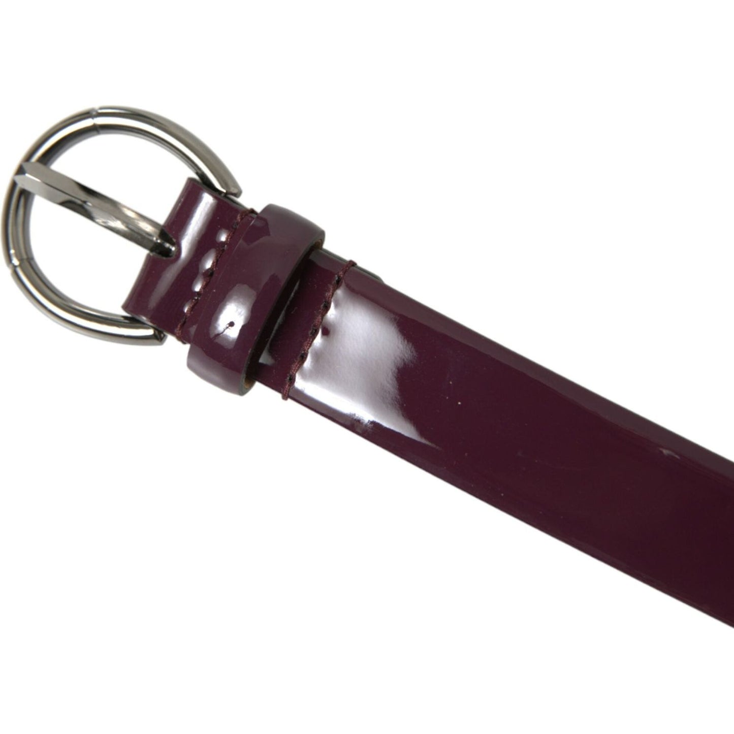 Dolce & Gabbana Maroon Leather Silver Metal Buckle Belt WMB317-95