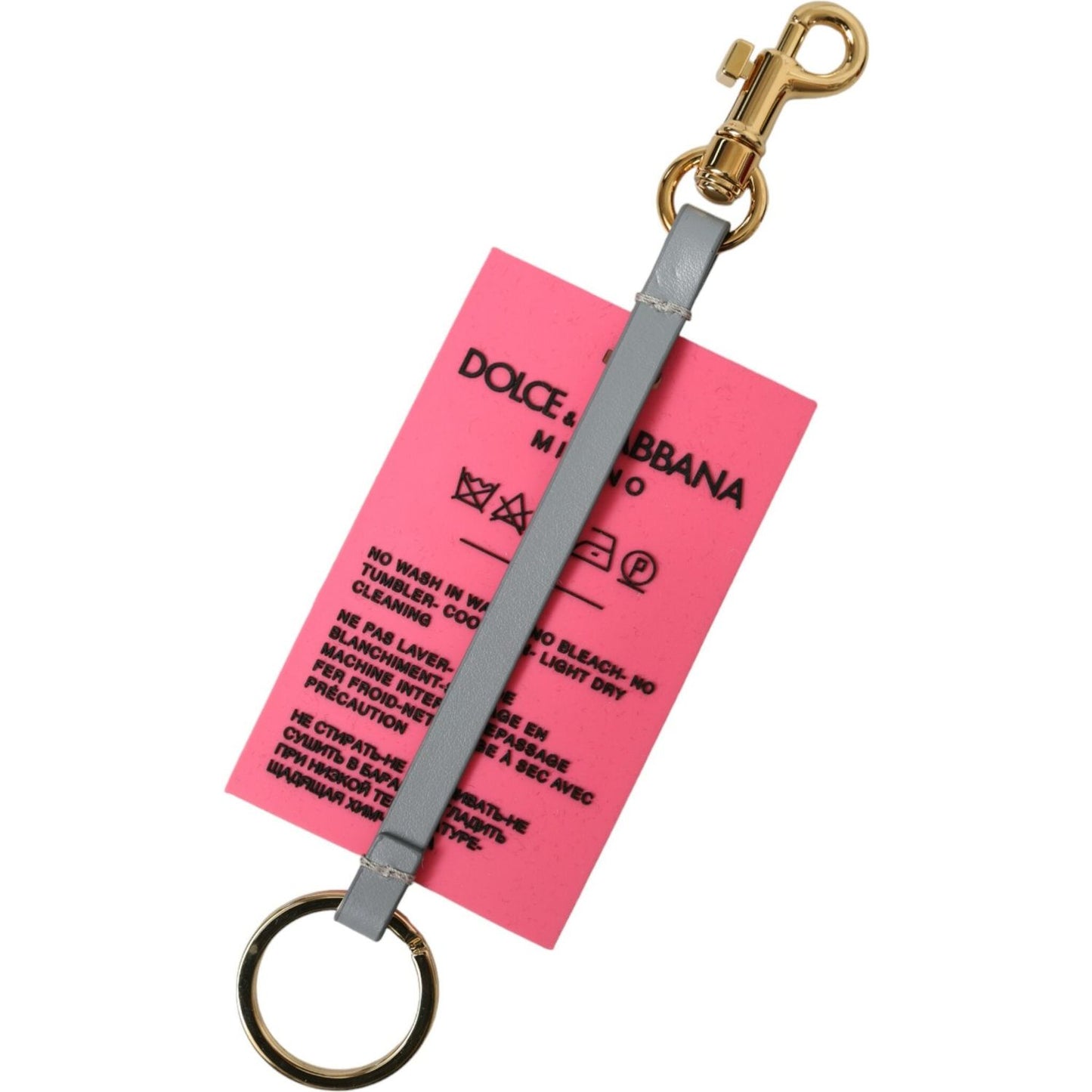 Dolce & Gabbana Pink Silicone DG Logo Gold Brass Keychain SMY101333