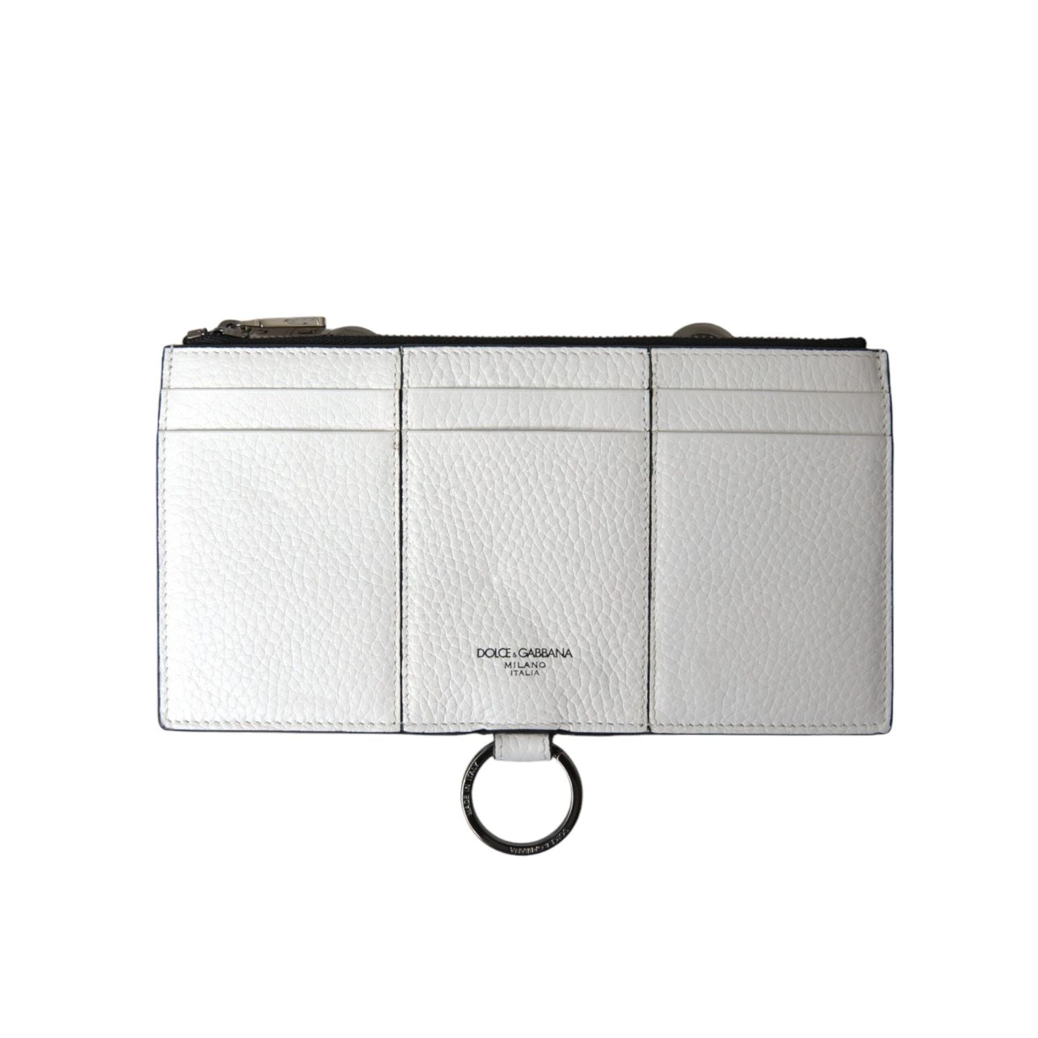 Dolce & Gabbana White Calfskin Leather Large Crossbody Card Holder Wallet