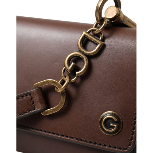 Dolce & Gabbana Brown Leather Logo Embossed Men Mini Shoulder Bag BAG1284