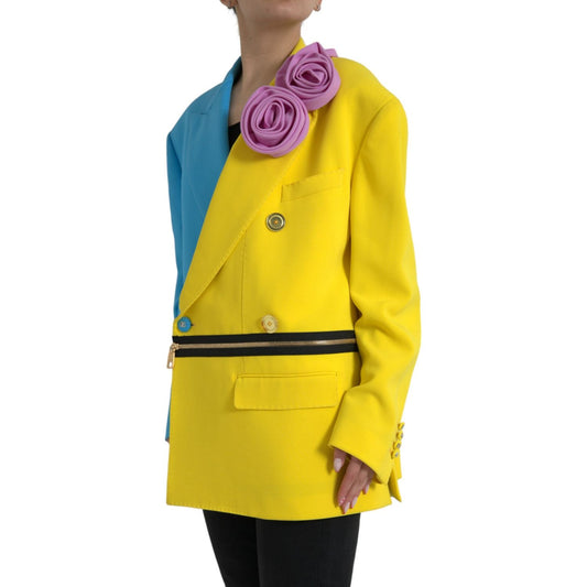 Dolce & Gabbana Multicolor Patchwork Floral Appliques Coat Jacket