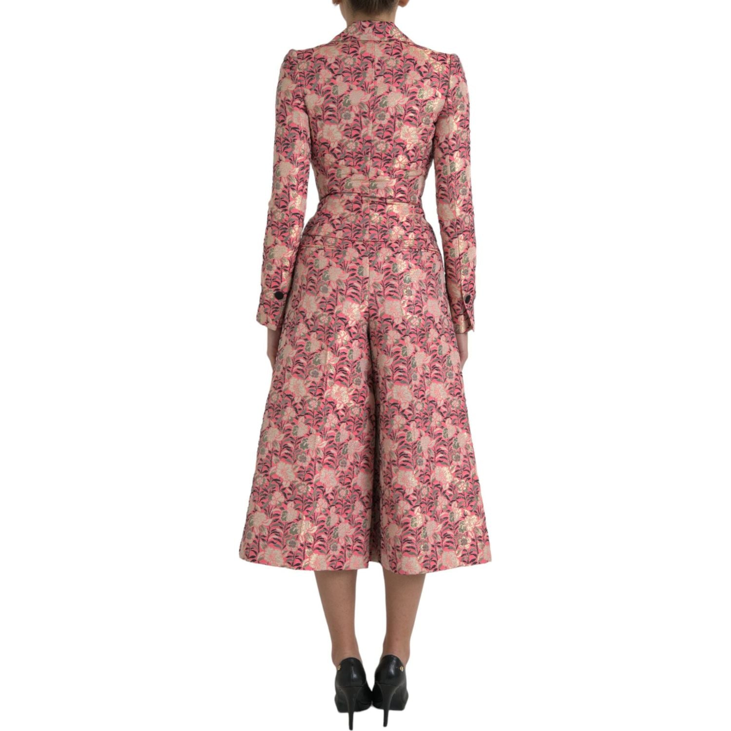 Dolce & Gabbana Pink Floral Jacquard Slim Fit 2 Piece Suit