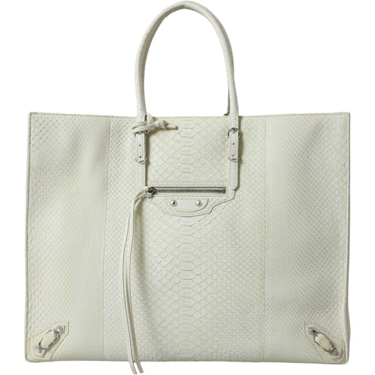 Balenciaga White Yellow Exotic Skin Leather Shopping Tote PAPIER Bag BAG1180