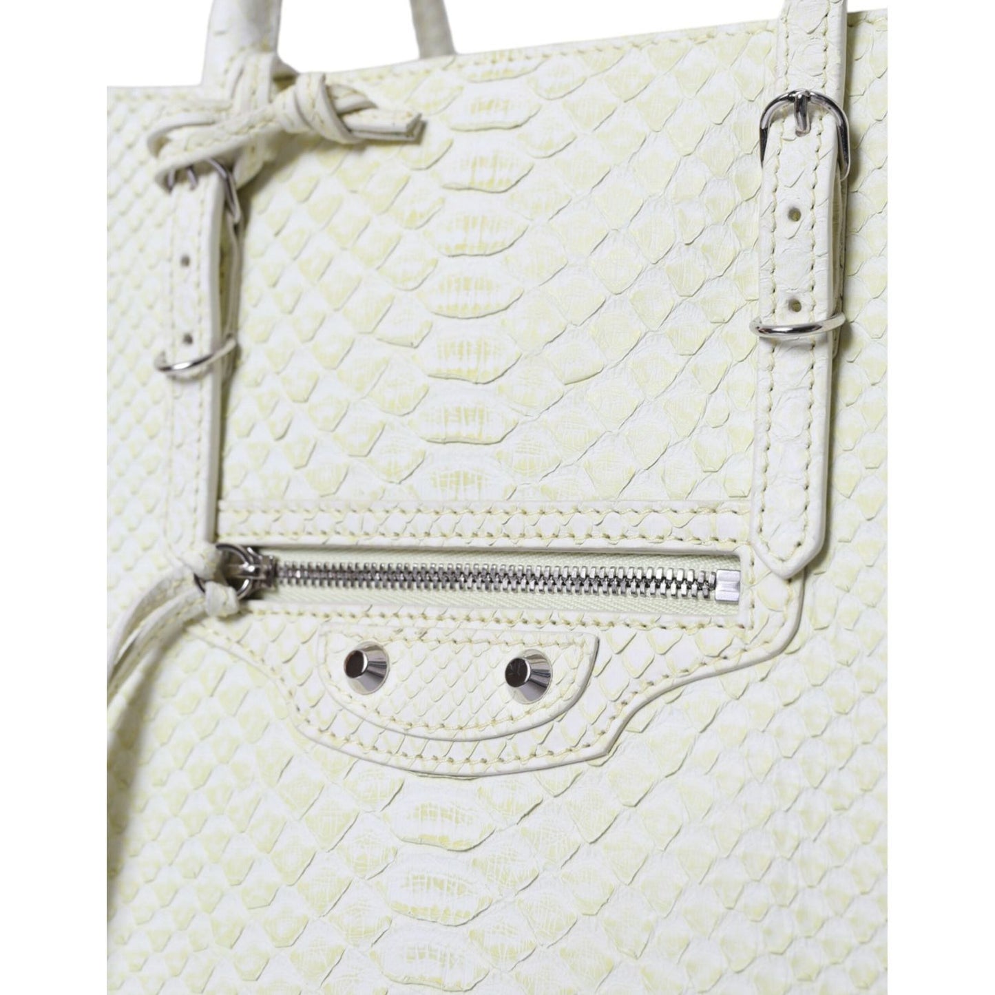 Balenciaga White Yellow Exotic Skin Leather Shopping Tote PAPIER Bag