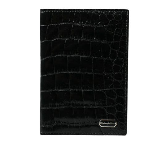 Dolce & Gabbana Black Exotic Skin Leather Long Bifold Passport Holder SMY101314