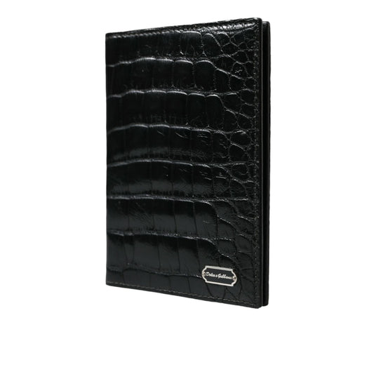 Dolce & Gabbana Black Exotic Skin Leather Long Bifold Passport Holder SMY101314