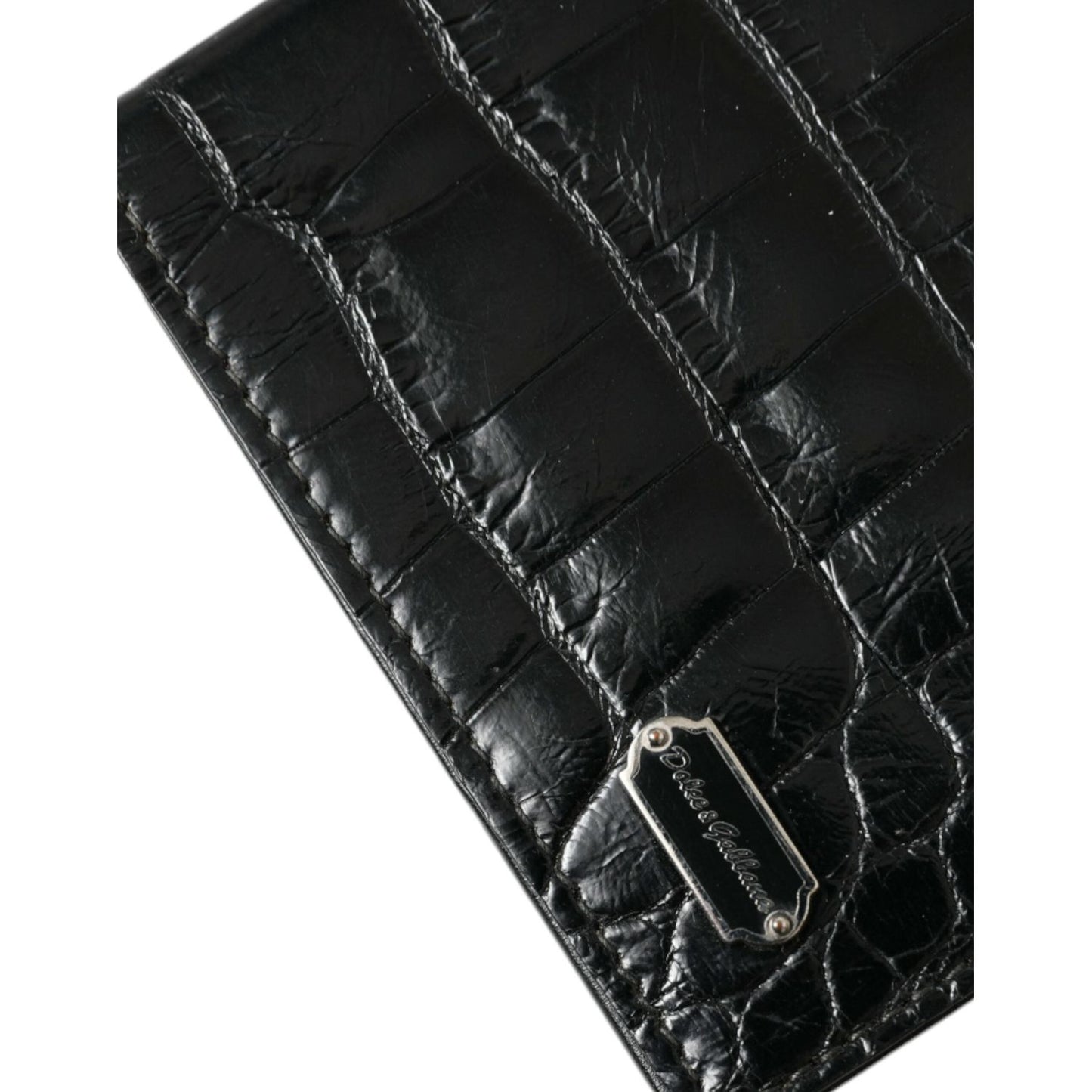 Dolce & Gabbana Black Exotic Skin Leather Long Bifold Passport Holder SMY101314
