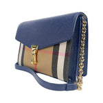Burberry Macken Small Regency Blue House Check Leather Crossbody Bag 84417