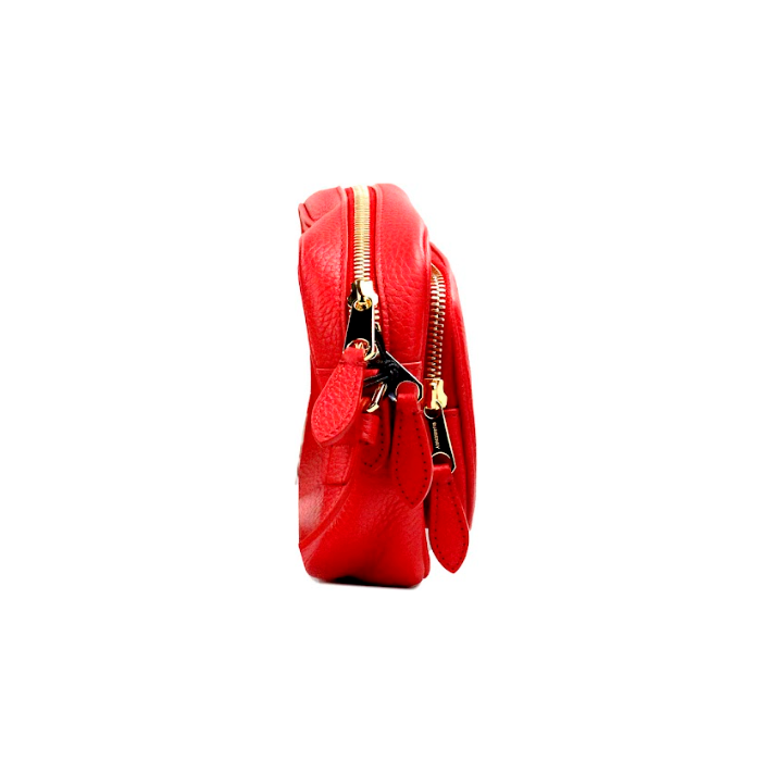 Burberry Small Branded Bright Red Grainy Leather Camera Crossbody Bag 35029