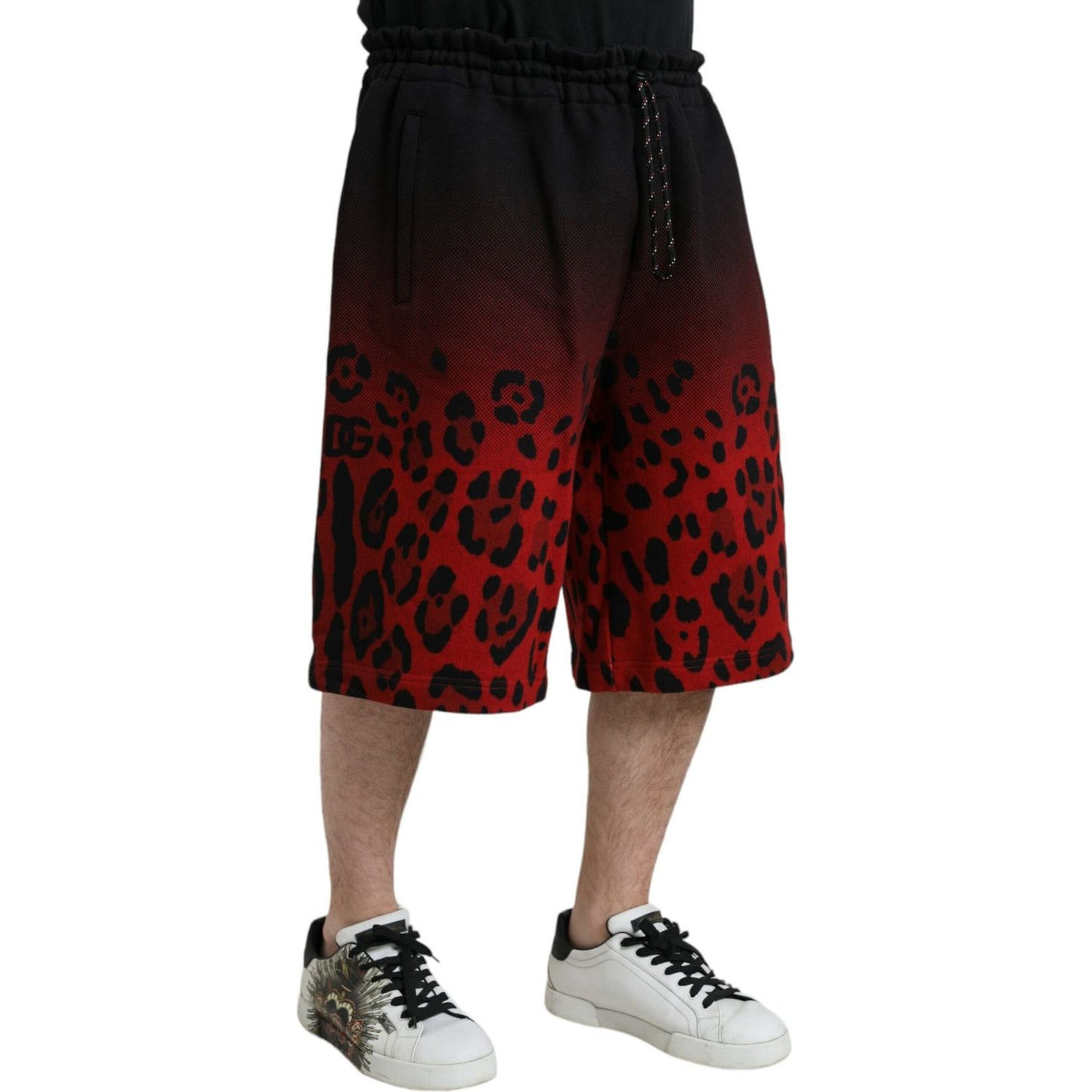 Dolce & Gabbana Red Leopard Print Cotton Bermuda Shorts PAN75020-54