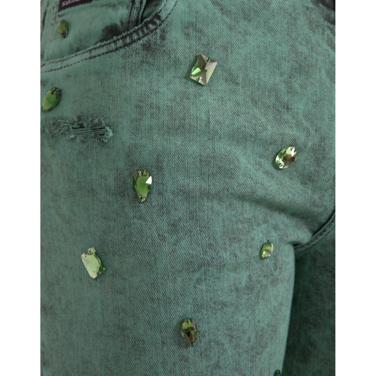 بنطلون جينز ضيق من القطن المرن باللون الأخضر من دولتشي آند غابانا
