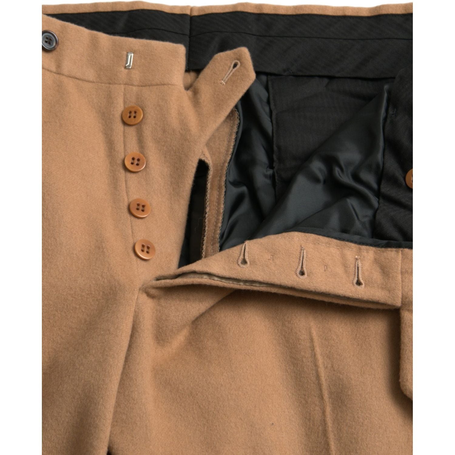 米色男士直筒羊绒西裤