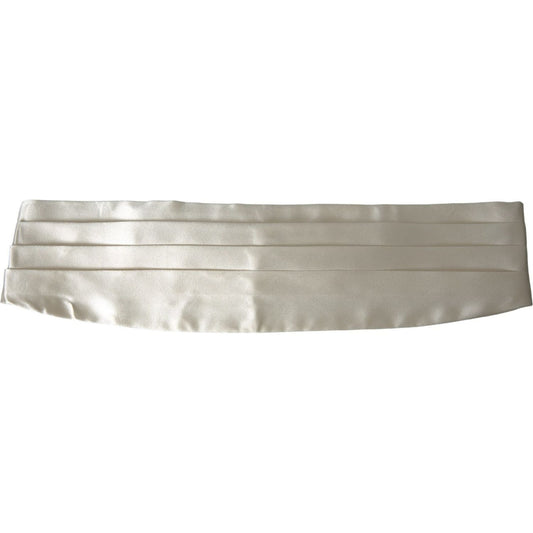 Dolce & Gabbana White Men Wide Waist Silk Belt Cummerbund BEL9157-48