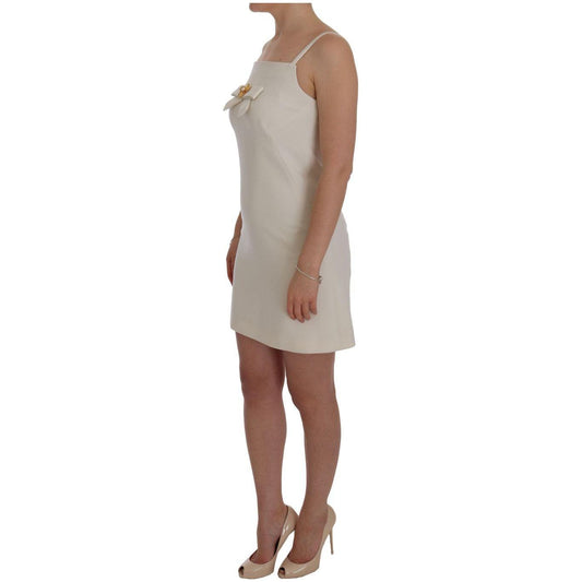 Dolce & Gabbana White Wool Stretch Brooch Shift Dress SIG60226-4