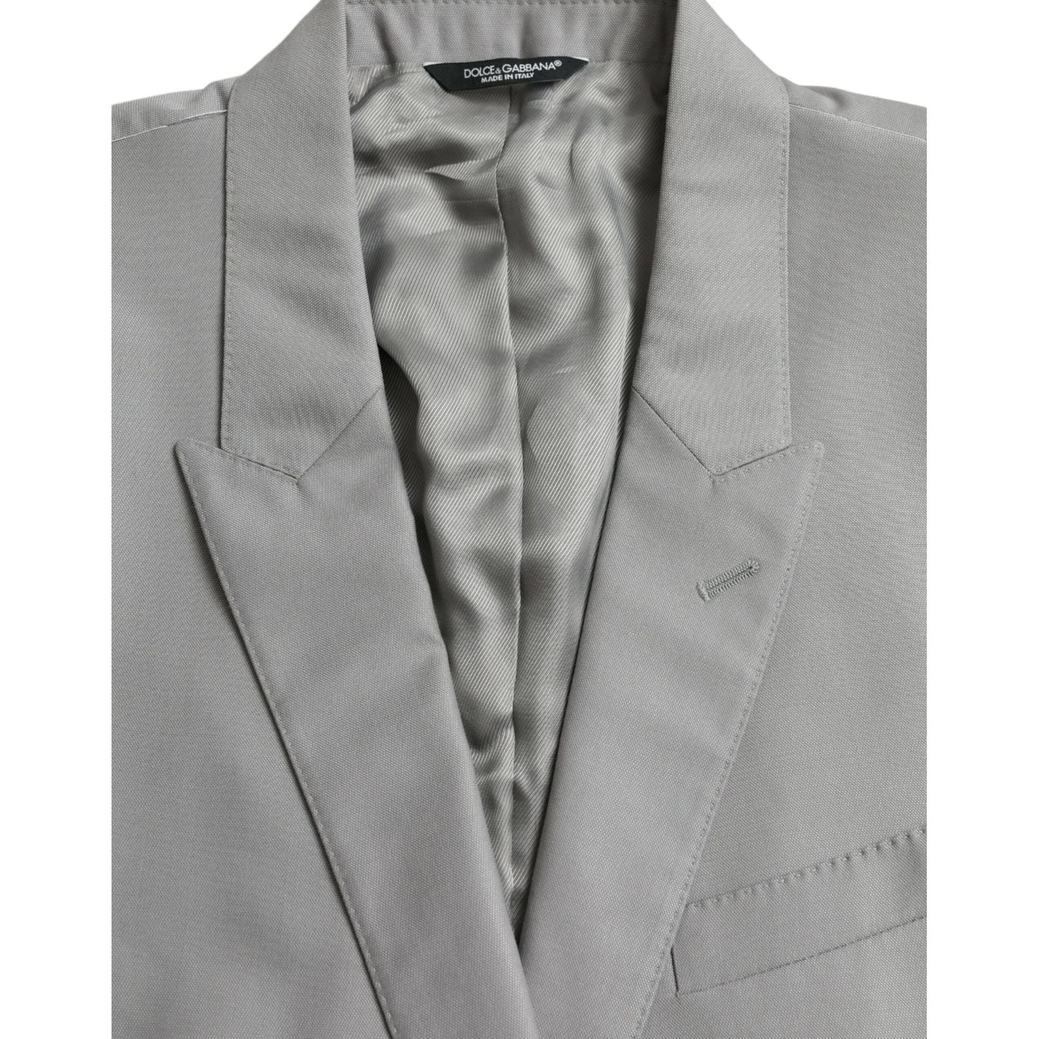 Dolce & Gabbana Gray Wool Peak Single Breasted Coat Blazer