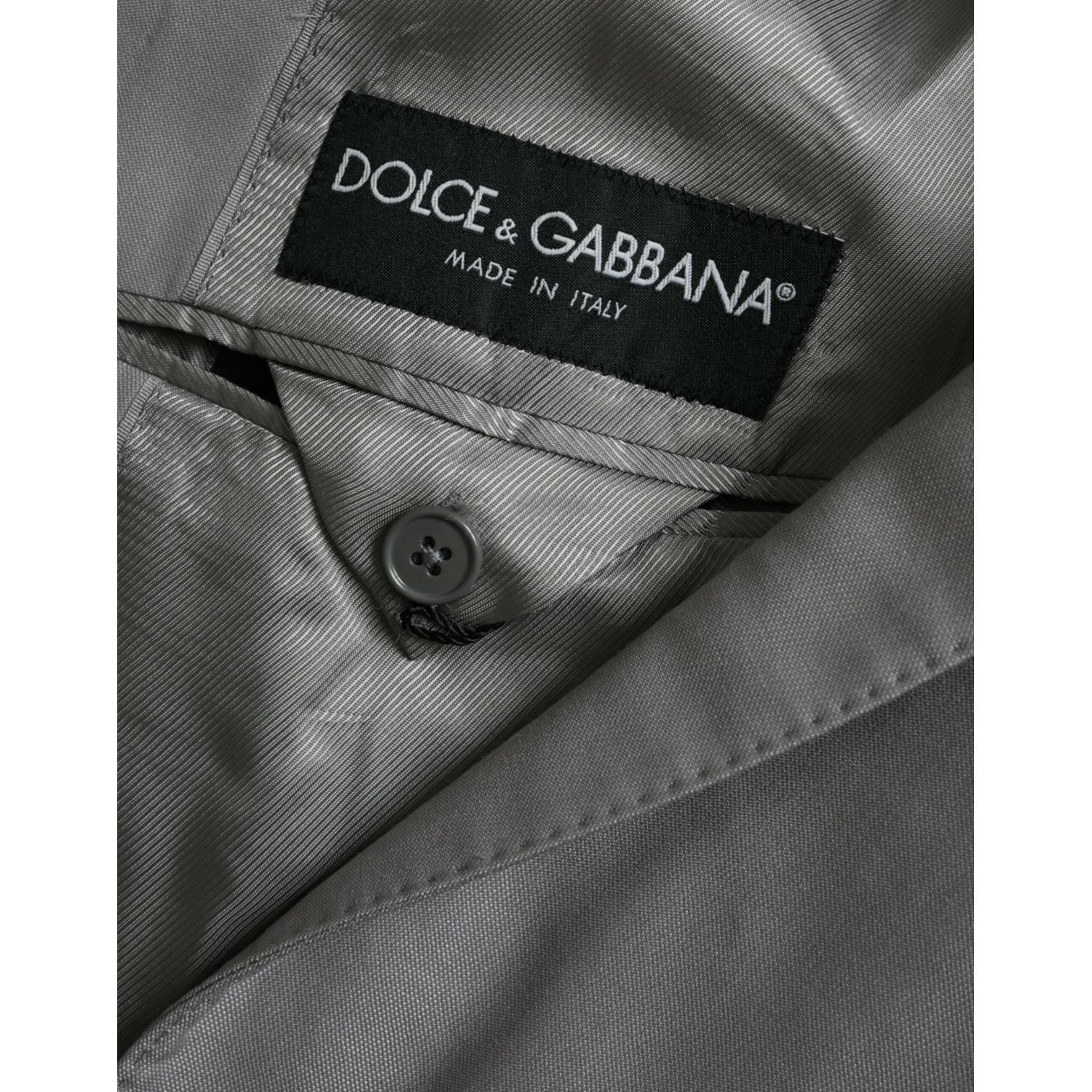 Dolce & Gabbana Gray Wool Peak Single Breasted Coat Blazer