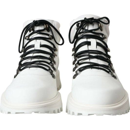 Dolce & Gabbana White Vulcano Trekking Men Ankle Boots Shoes MV5635-42