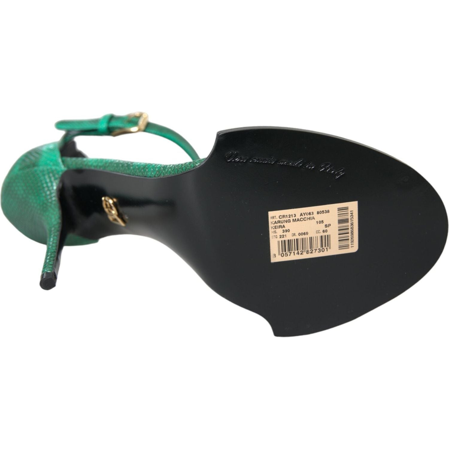 حذاء صندل من الجلد الصناعي باللون الأخضر من دولتشي آند غابانا