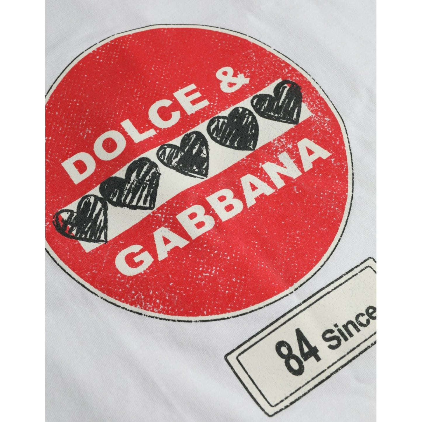 Dolce & Gabbana White Amor Heart Cotton Crewneck Short Sleeve T-shirt TSH84573-S